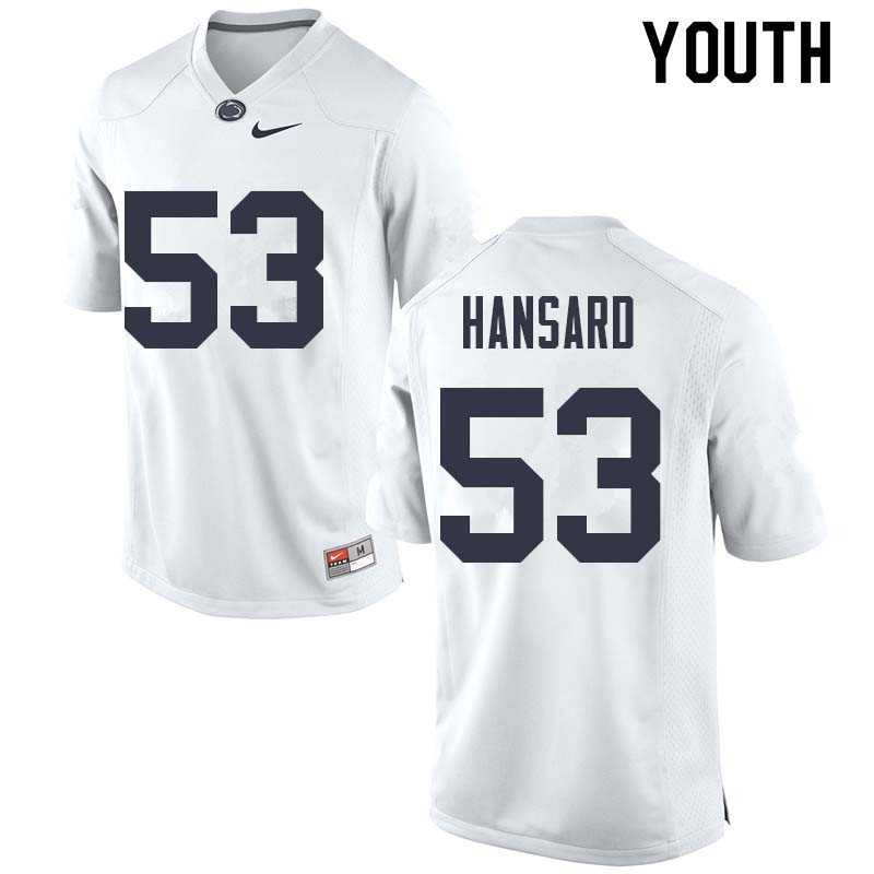 NCAA Nike Youth Penn State Nittany Lions Fred Hansard #53 College Football Authentic White Stitched Jersey APZ7598EX